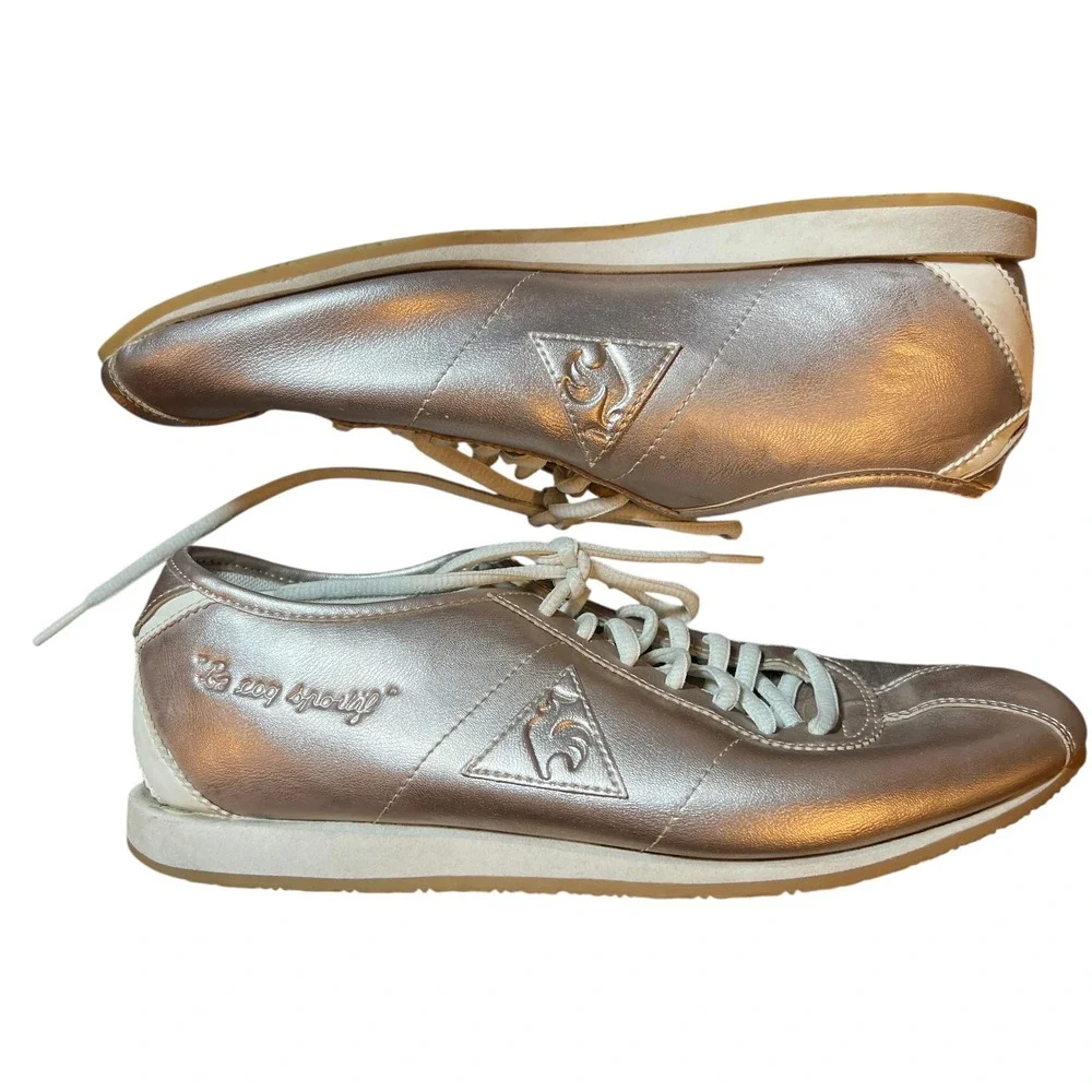Le Coq Sportif Rose Gold Metallic Leather Sneakers‎ Women's Size 8.5